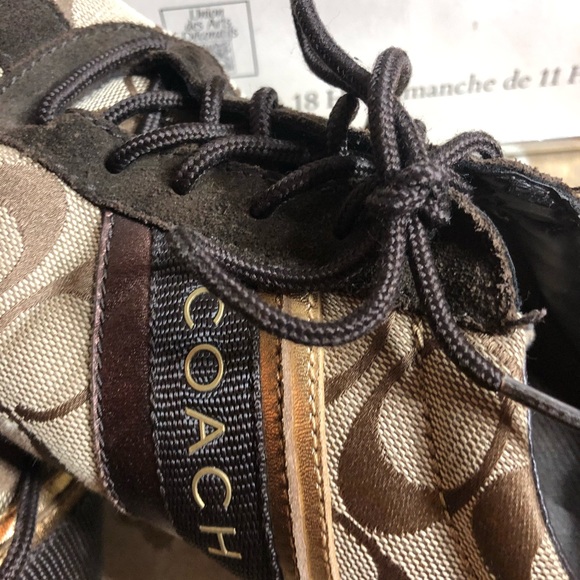 SZ 8 M-COACH BROWN/TAN LOGO SNEAKERS “JAYME” - Picture 6 of 13